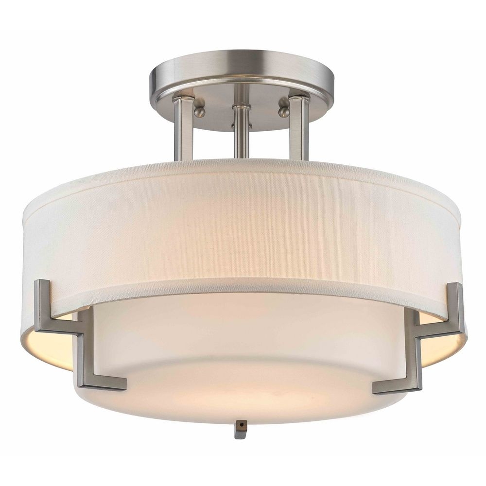 Modern Semi Flush Mount Ceiling Light Fixturesmodern ceiling light with white glass in satin nickel finish