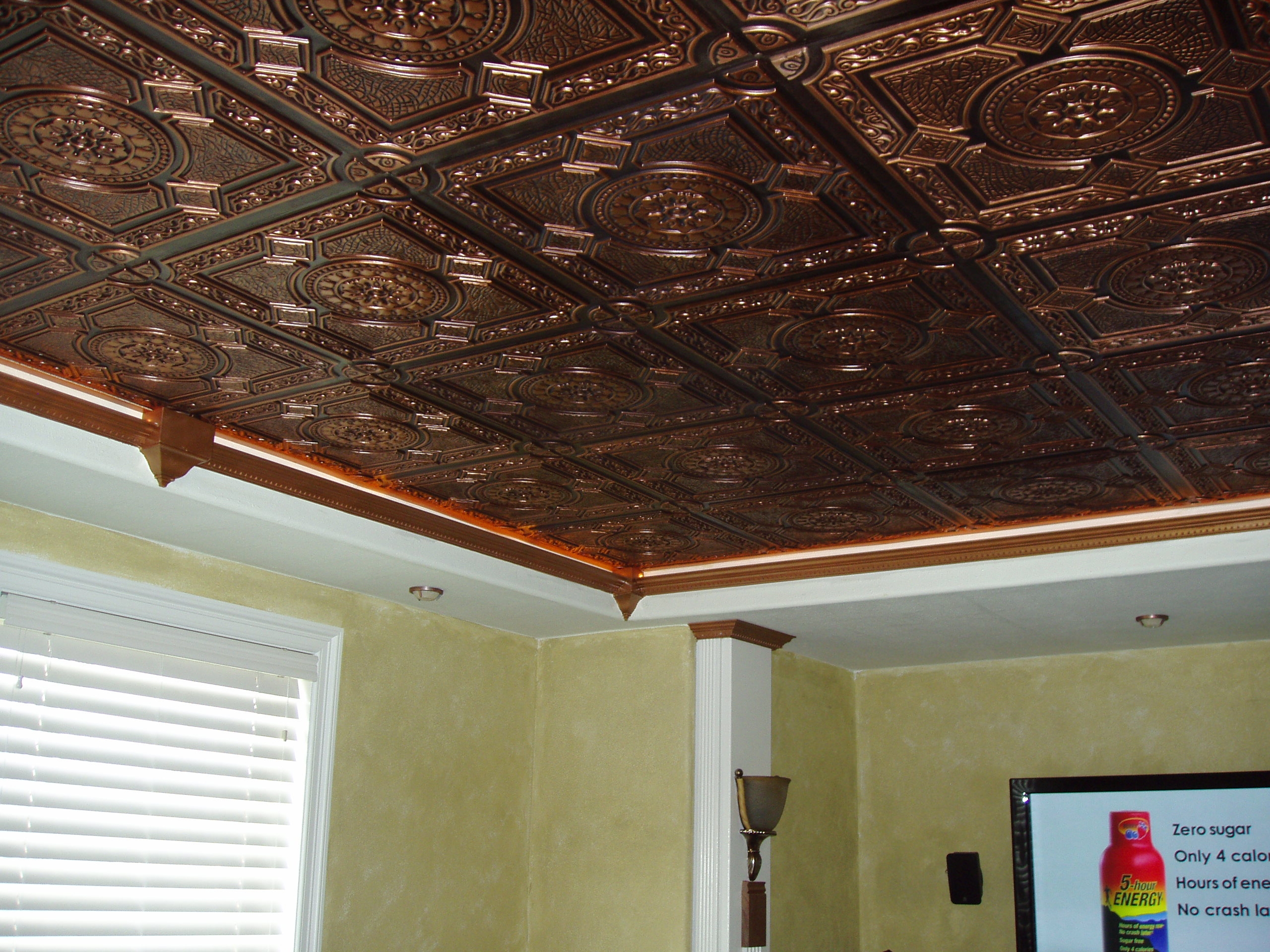 Faux Copper Plastic Ceiling Tiles