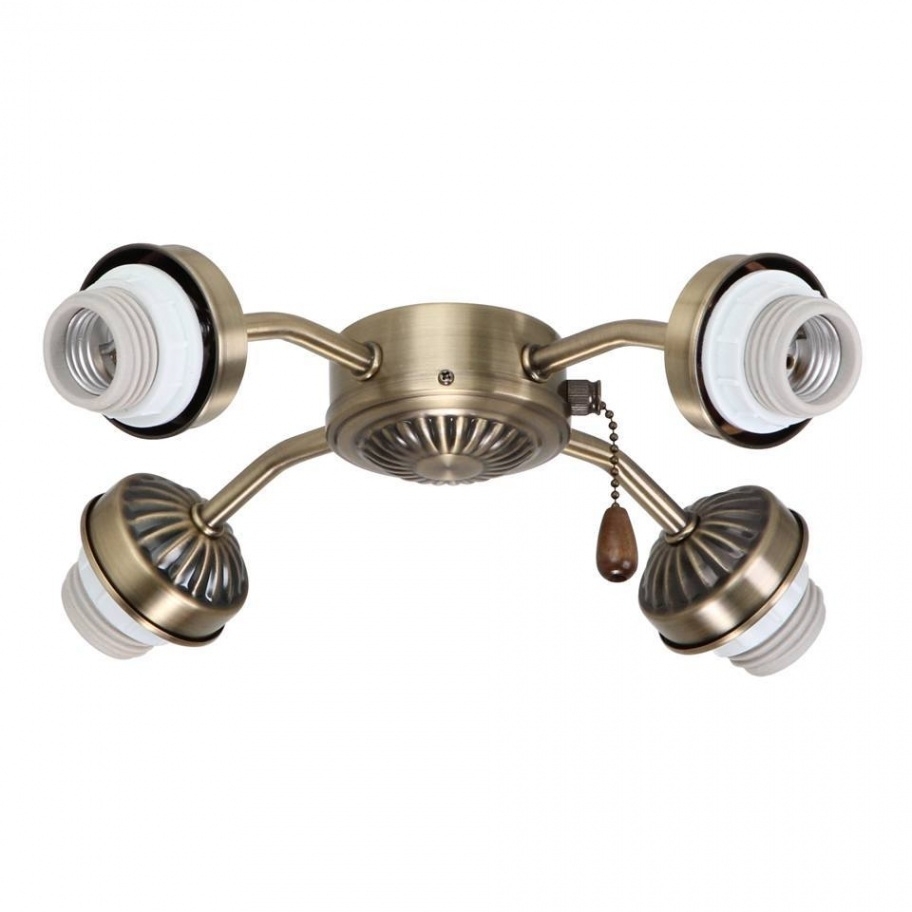 4 Light Antique Brass Ceiling Fan Light Kit
