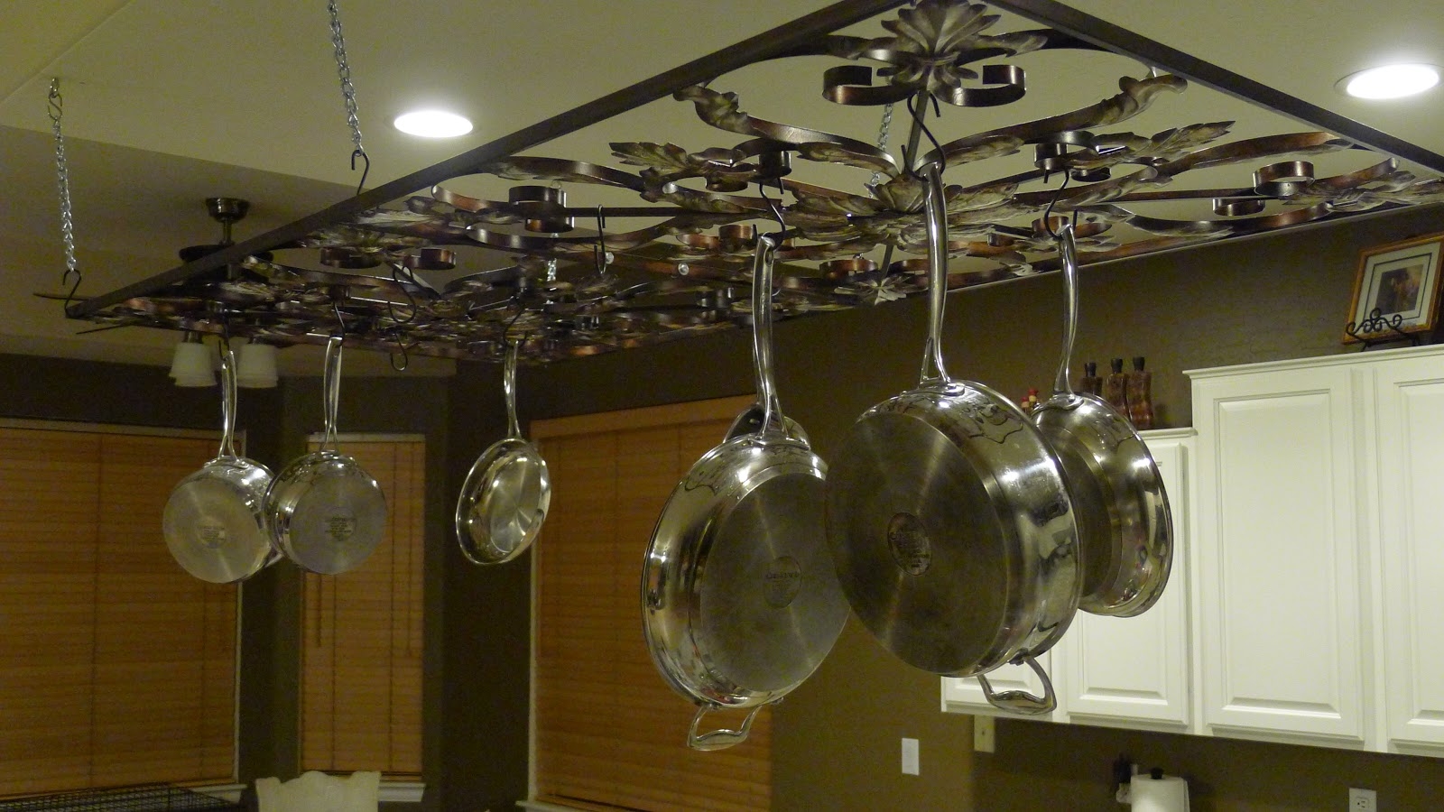 Low Ceiling Pot Rack With Lights