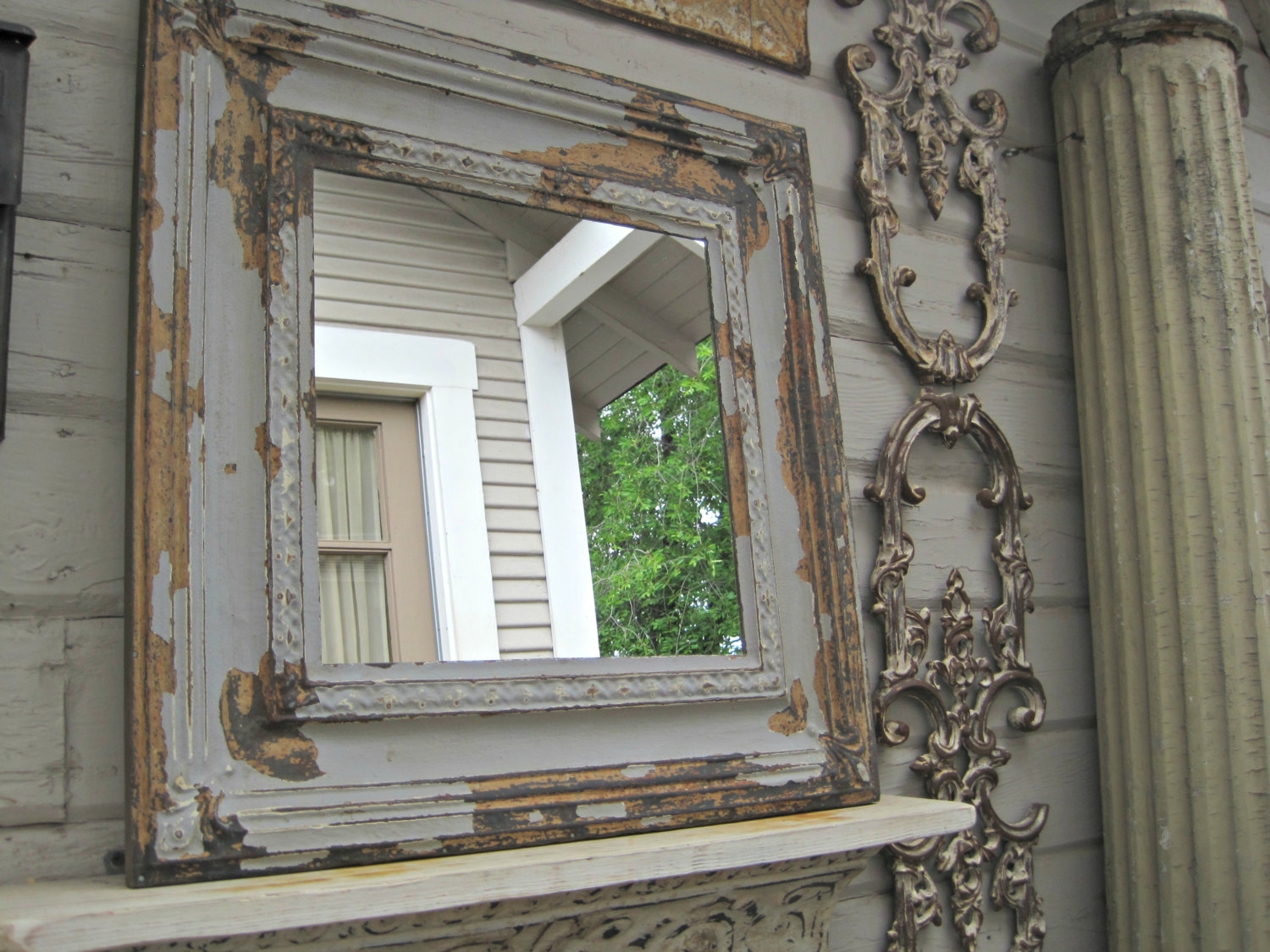 Antique Framed Ceiling Tile Mirror
