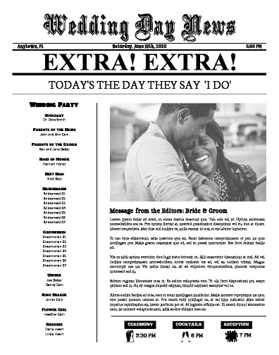 Wedding And Anniversary Newspapers Print And Digital Makemynewspaper