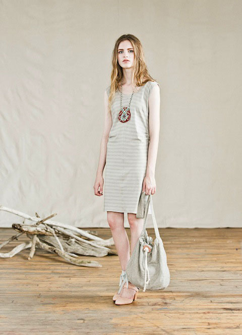 Feral Childe's Turnip Dress in organic cotton jersey paired with Erika Somogyi jewelry