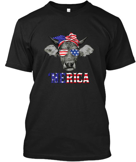 Womens Merica Cow American Flag T Shirt