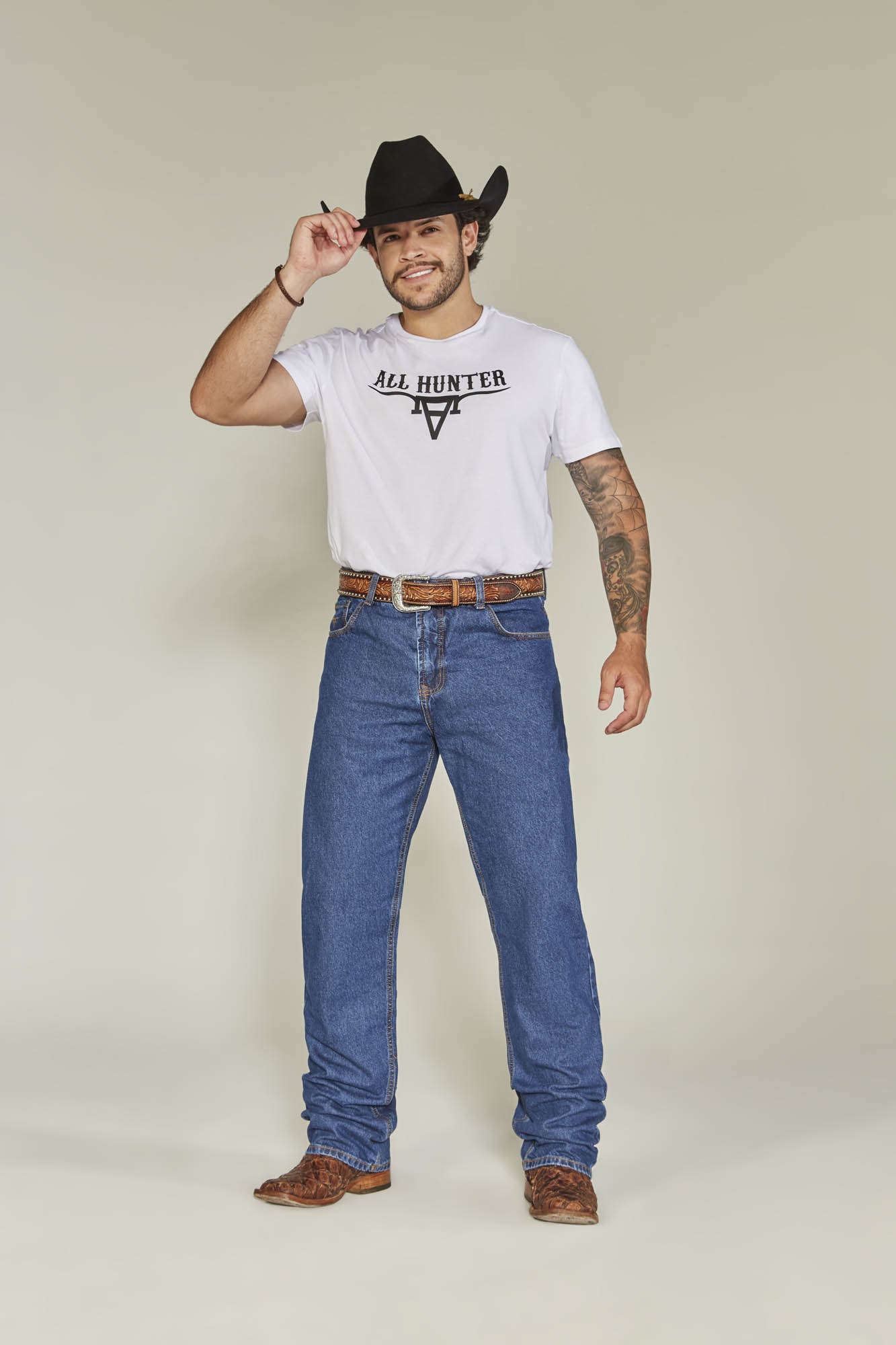 CALÇA JEANS ALL HUNTER MASCULINA RELAXED FIT STONE