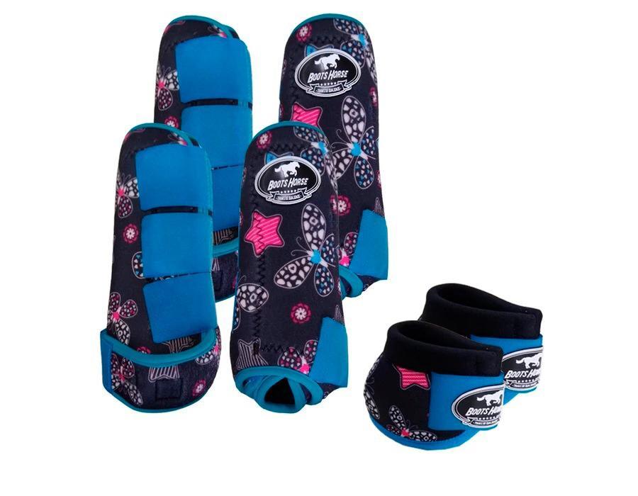 Kit Cloche + Boleteira Dianteira e Traseira Média Boots Horse Borboletas