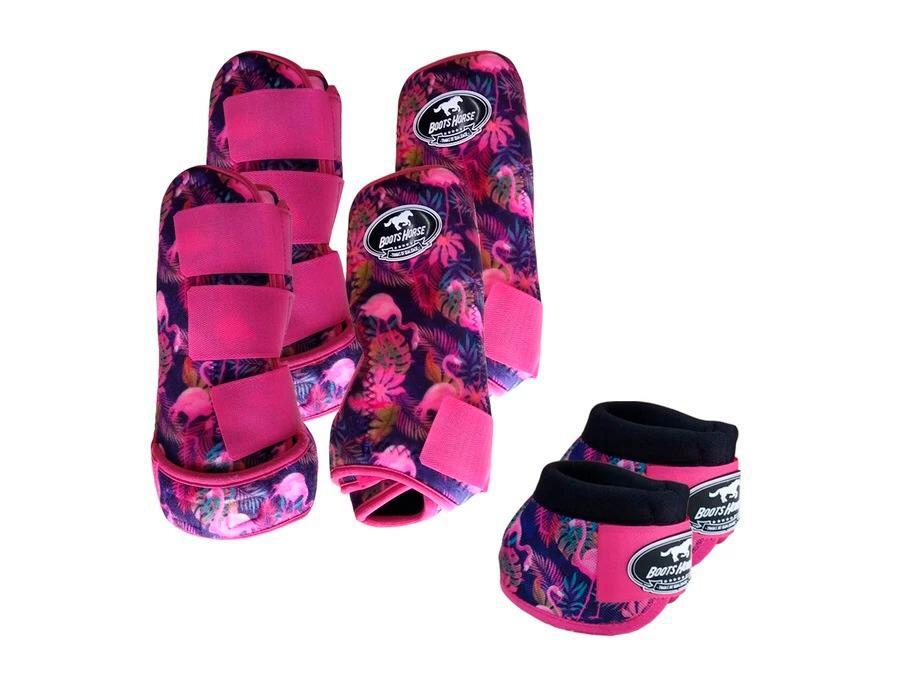 Kit Cloche + Boleteira Dianteira e Traseira Média Boots Horse Flamingos