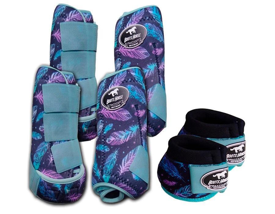 Kit Cloche + Boleteira Dianteira e Traseira Média Boots Horse Penas