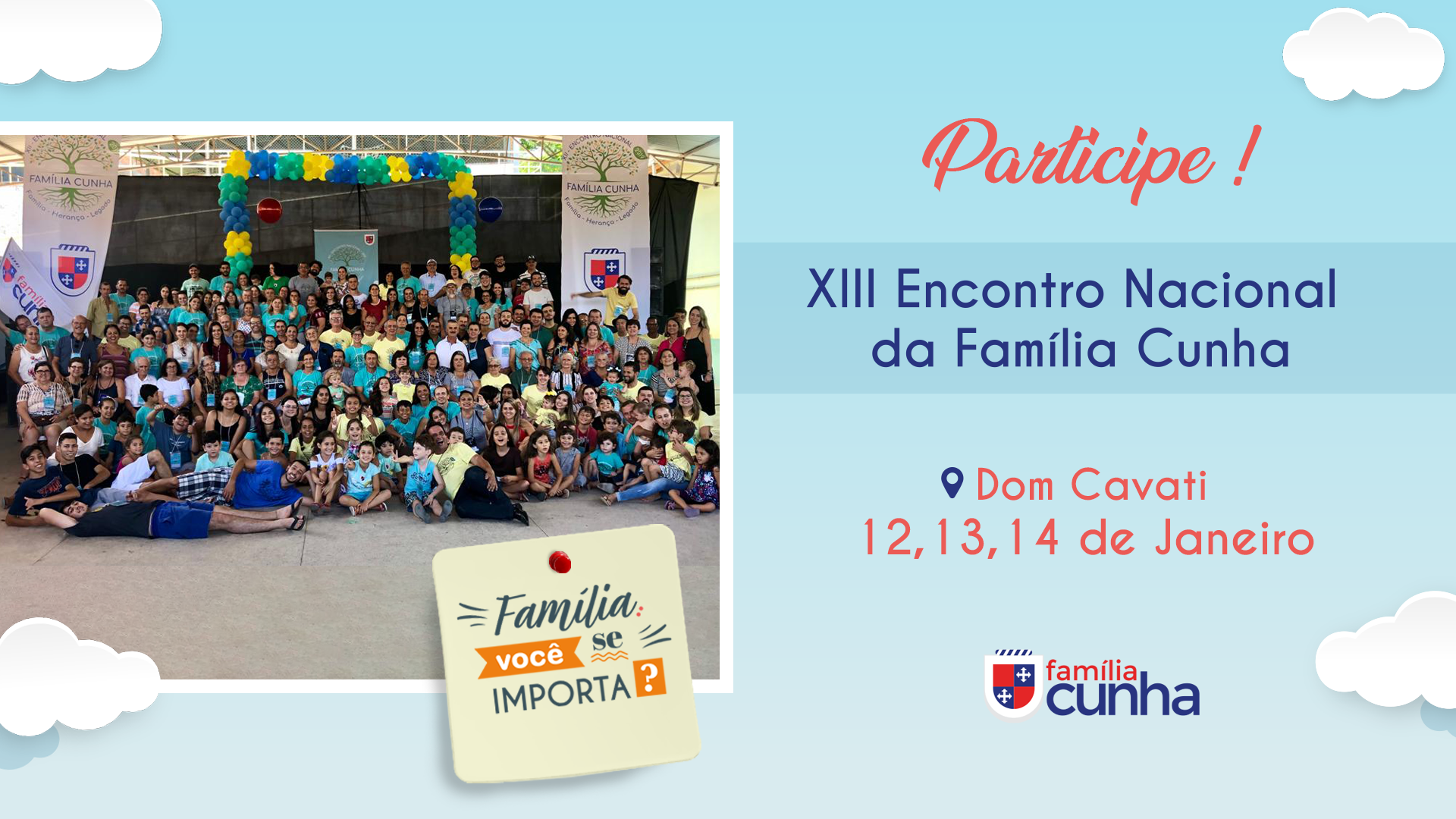 XIII Encontro Família Cunha 2024 | e-inscrição