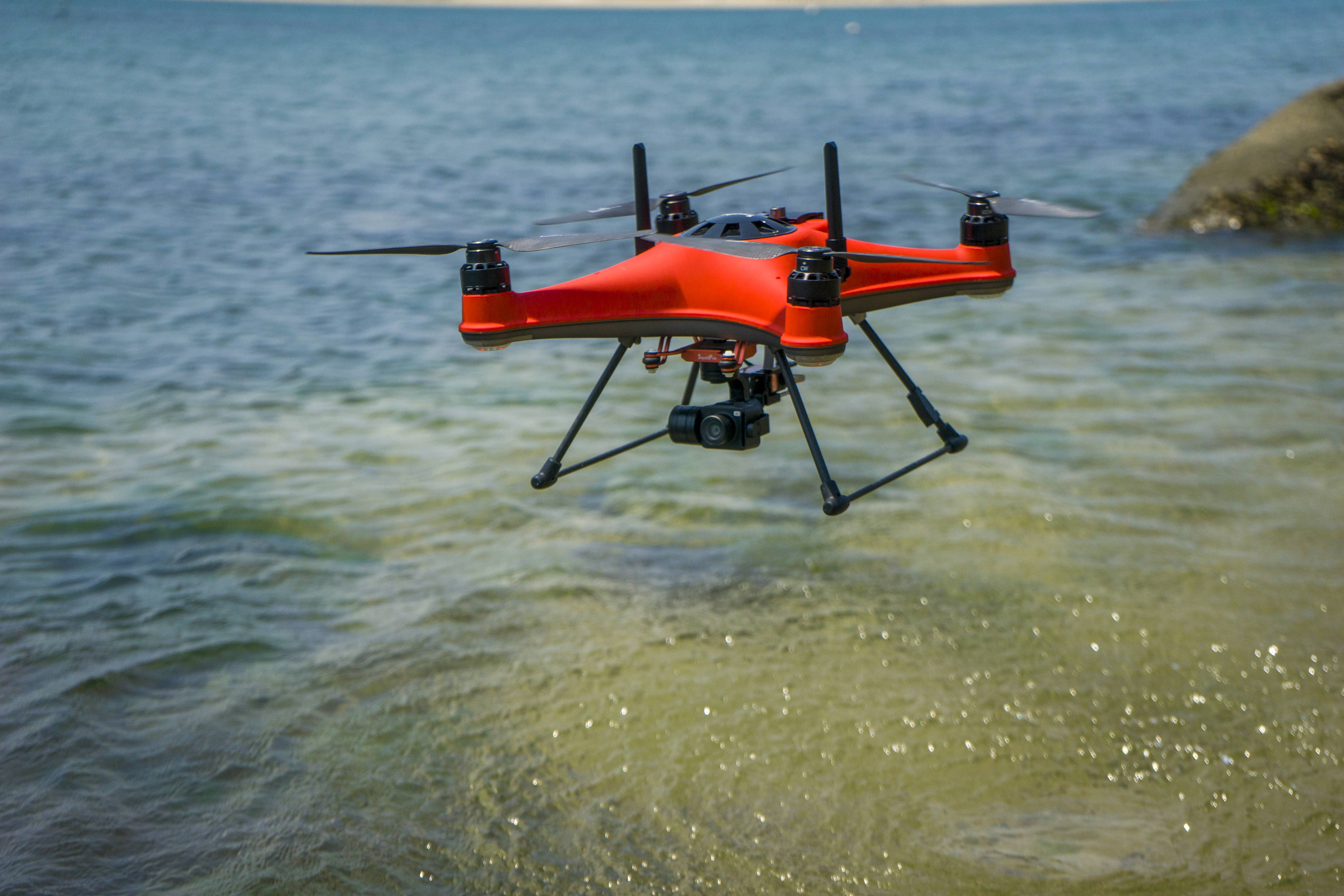 drone fishing off beach
