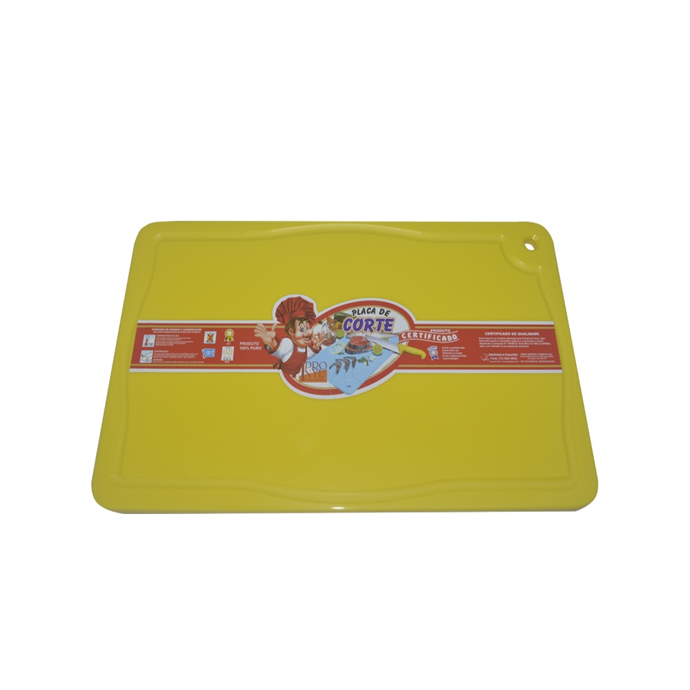 Placa de Corte com Canaleta em Polietileno Amarela 1,5X25X37cm 130 Pronyl