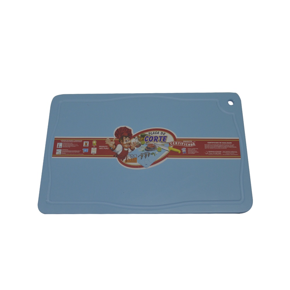 Placa de Corte Azul com Canaleta em Polietileno 1X30X50 cm Pronyl 157