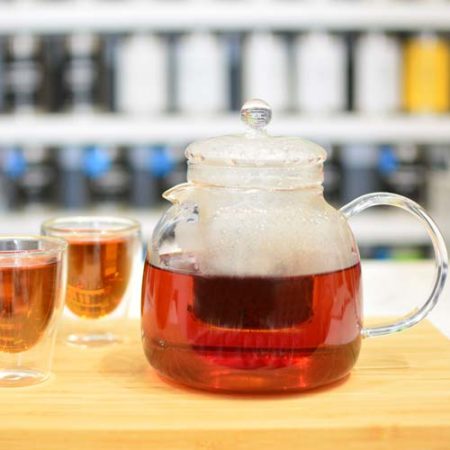 GROSCHE munich glass teapot with red tea and glass infuser