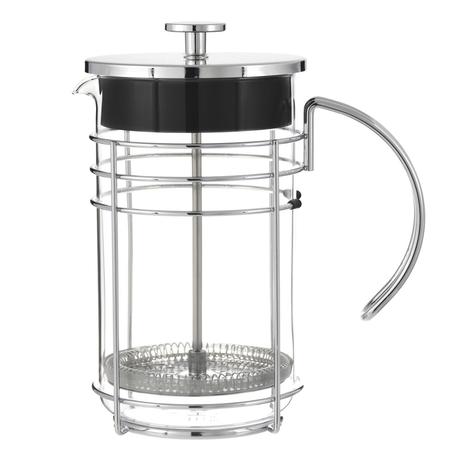 premium french press coffee maker with chrome details, durable chrome frame and borosilicate glass beaker, tea and coffee press, GROSCHE Madrid 1500ml