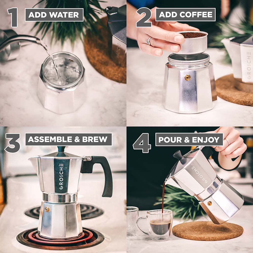 Aluminum Italian Moka Espresso Coffee Maker Percolator Stove Top Pot 3/6 Cups US 