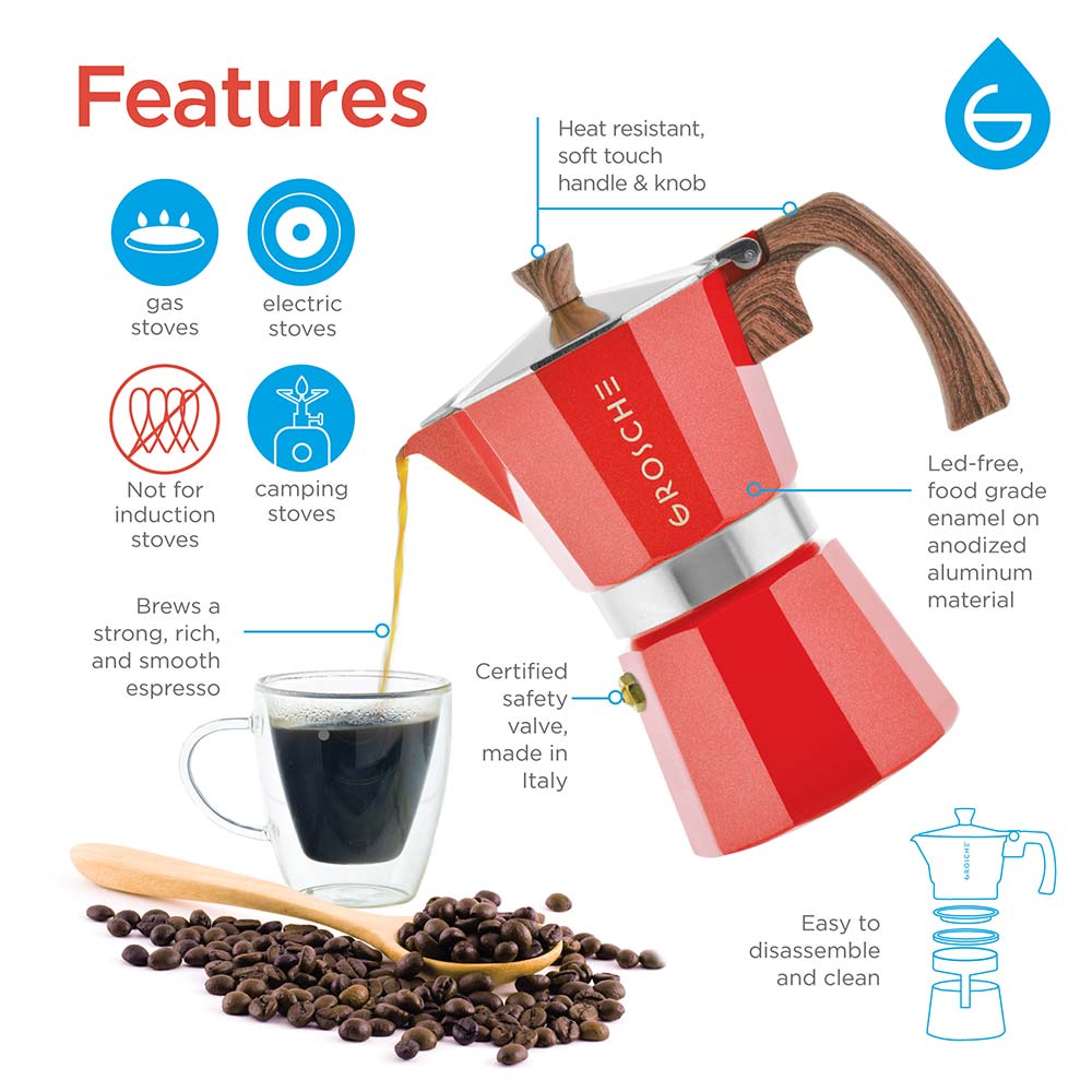 6 & 9 Cup Stove Top Coffee Percolator Moka Pot 2 3 Italian Espresso Maker 1 