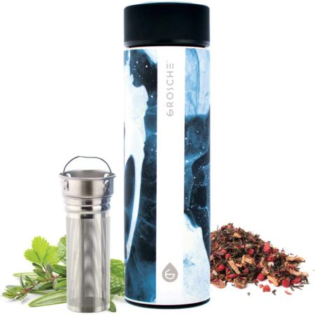 grosche tea infuser water bottle, infusion water bottle, tea infusion flask. yoga water bottle, tea bottle. outdoor travel bottle