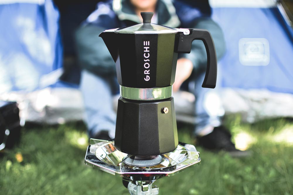 GROSCHE milano black stovetop espresso maker manual coffee maker moka pot greca stovetop percolator for outdoors and camping