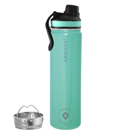 aquamarine oasis insulated infusion bottle travel flask for hot and cold drinks sports lid