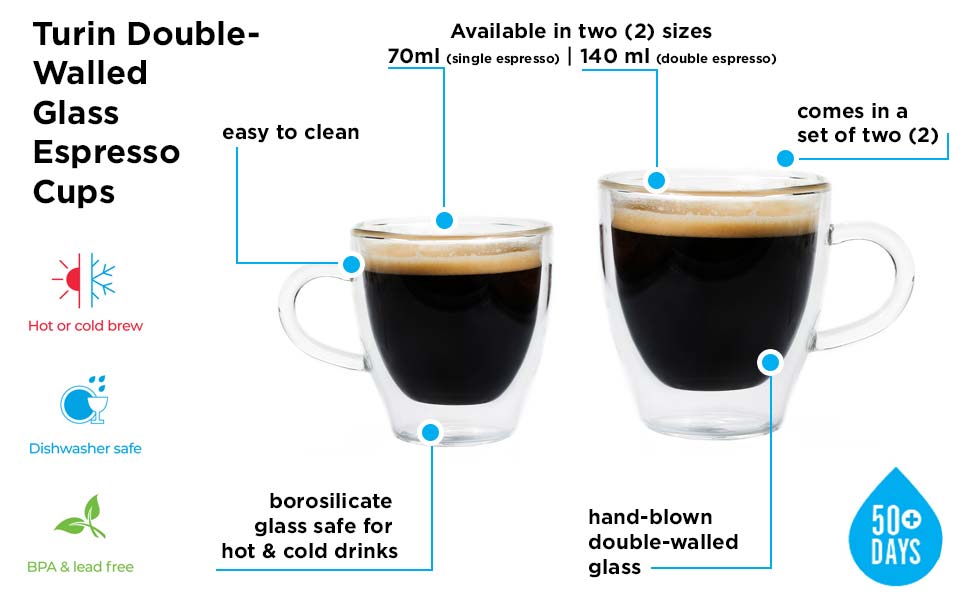 turin double walled espresso cups for coffee or tea small glasses borosilcate glass