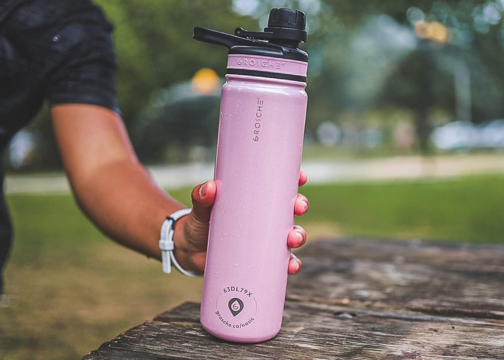 rose quartz oasis double walled insulated water bottle black flask outdoor travel bottle