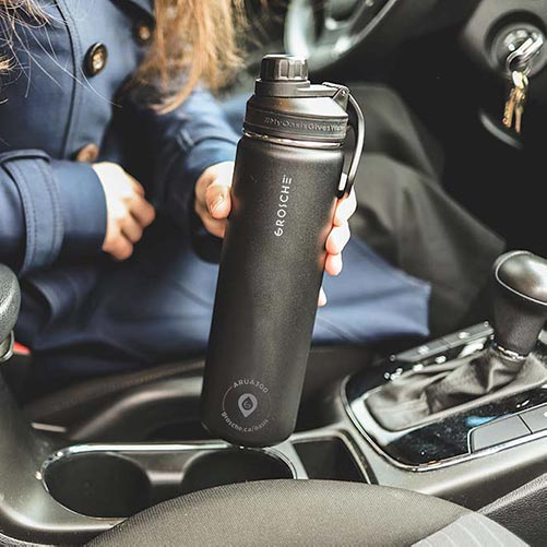 oasis double walled insulated water bottle black cup holder friendly flask mobile