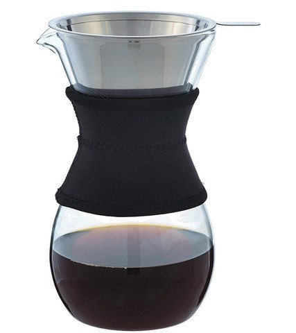 GROSCHE AUSTIN pour over coffee maker | Side view with coffee and filter