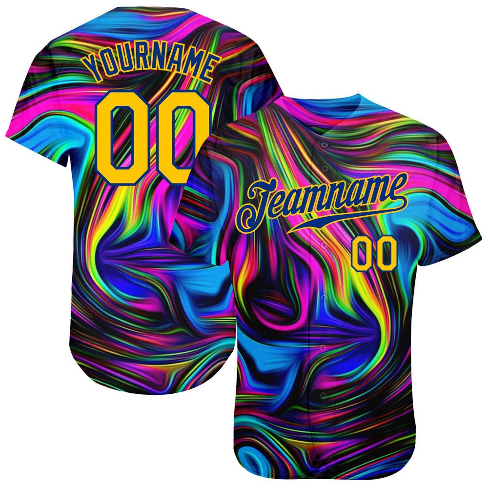 3D Pattern Design Abstract Colorful Psychedelic Fluid Art Authentic Baseball Jersey, Custom Baseball Jersey