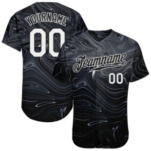 3D Pattern Design Abstract Liquid Marbling Fluid Art Authentic Baseball Jersey, Custom Baseball Jersey