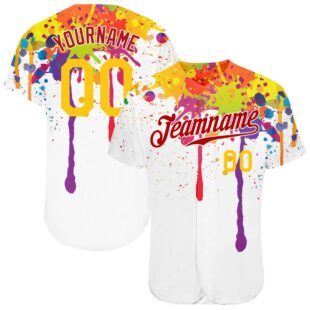 3D Pattern Design Colorful Bright Ink Splashes Authentic Baseball Jersey, Custom Baseball Jersey