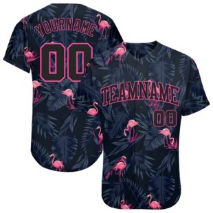 3D Pattern Design Hawaii Flamingo Authentic Baseball Jersey, Custom Baseball Jersey