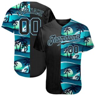 3D Pattern Design Tropical Hibiscus And Palm Trees Authentic Baseball Jersey, Custom Baseball Jersey