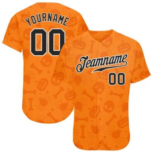 3D Pattern Halloween Pumpkins Skulls Candies Spiders Authentic Baseball Jersey, Custom Baseball Jersey