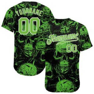 3D Pattern Halloween Skulls Authentic Baseball Jersey, Custom Baseball Jersey