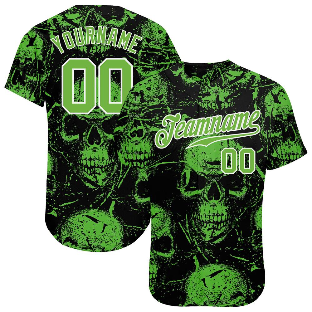 3D Pattern Halloween Skulls Authentic Baseball Jersey, Custom Baseball Jersey