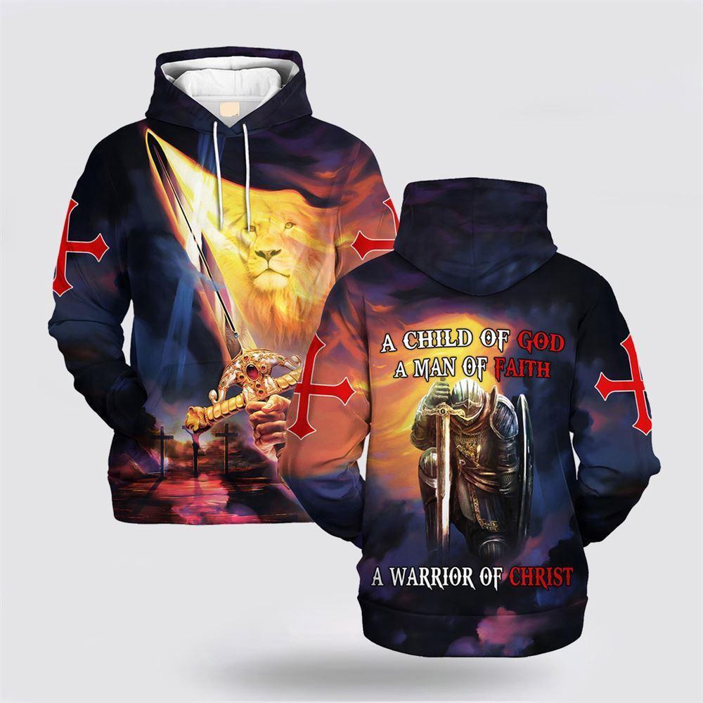 A Child Of God A Man Of Faith All Over Print Hoodie Shirt, Gifts For Jesus Lovers
