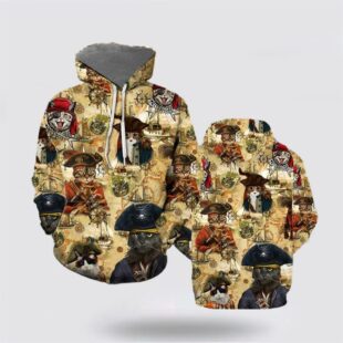 Amazing Pirate Cat 3D All Over Print Hoodie, Cat Lover Christmas Hoodie