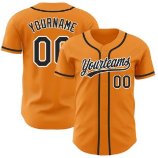 Bay Orange Black-White Authentic Baseball Jersey, Custom Baseball Jersey