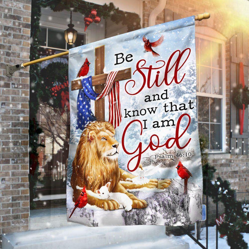 Be Still And Know That I Am God Lion of Judah Christmas Flag, Christian Flag Outdoor Decoration