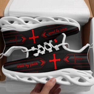 Black Jesus Walk By Faith Running Sneakers Max Soul Shoes, Jesus Shoes, Jesus Christ Shoes