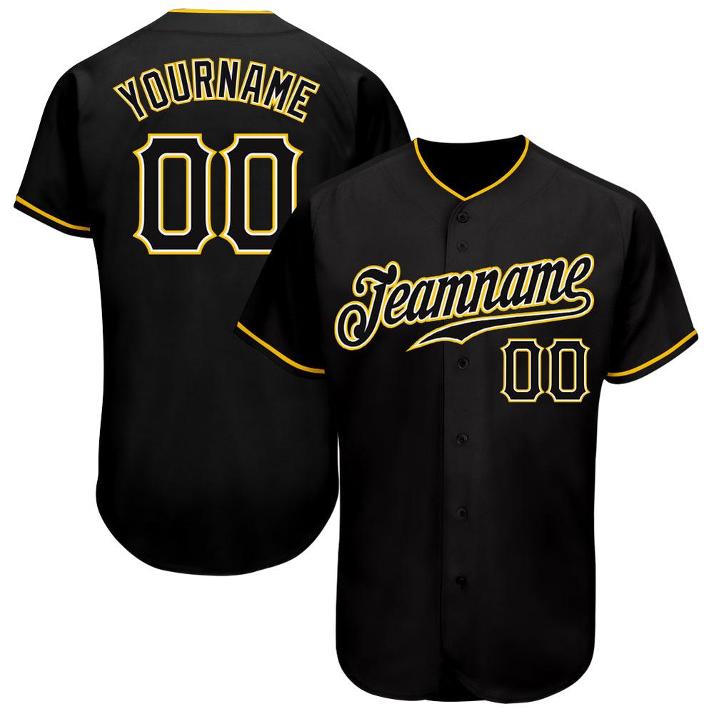 Black-Gold Authentic Baseball Jersey, Custom Baseball Jersey