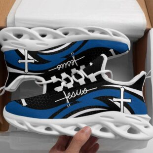 Blue Jesus Running Sneakers Max Soul Shoes, Jesus Shoes, Jesus Christ Shoes