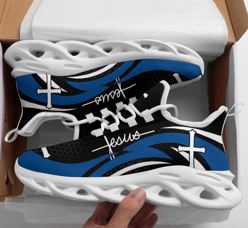Blue Jesus Running Sneakers Max Soul Shoes, Jesus Shoes, Jesus Christ Shoes