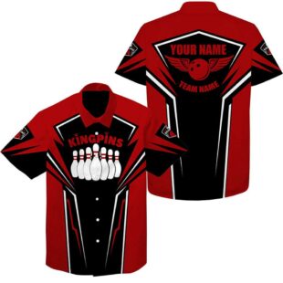 Bowling Hawaiian Shirt Custom Name And Team Name King Pins Bowling Jerseys, Bowling Team Shirts