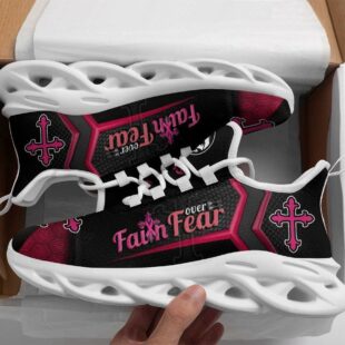 Breast Cancer Running Sneakers Max Soul Shoes, Jesus Shoes, Jesus Christ Shoes
