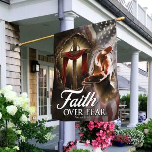 Christian Cross American Flag Faith Over Fear, Gifts For Christian