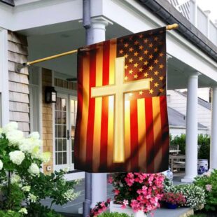 Christian Cross American US Flag, Christian Flag Outdoor Decoration