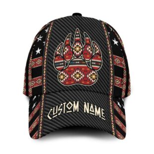 Custom Name Bear'r Paw Brocade Native American Hat