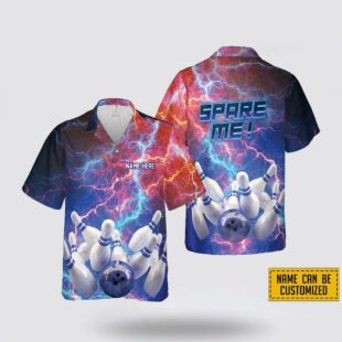 Custom Name Bowling Light Colorful Spare Me Bowling Hawaiin Shirt, Beachwear Gift For Bowler