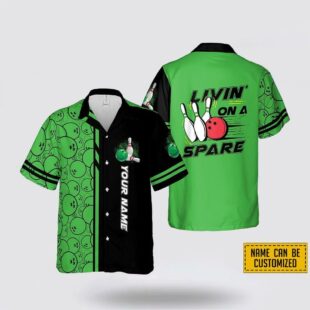 Custom Name Bowling Livin On A Spare Bowling Hawaiin Shirt, Beachwear Gift For Bowler